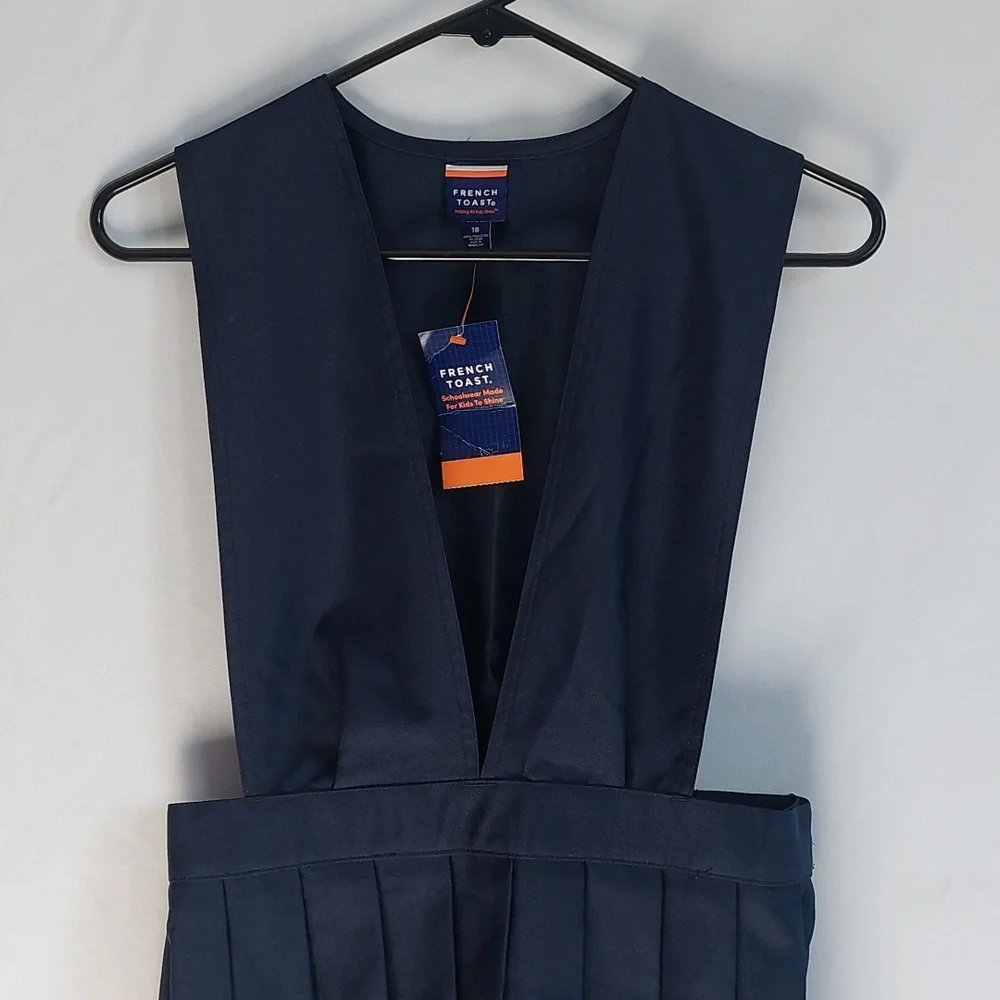 French Toast Little Girls V-Neck Pleated Jumper Navy Size 16‎